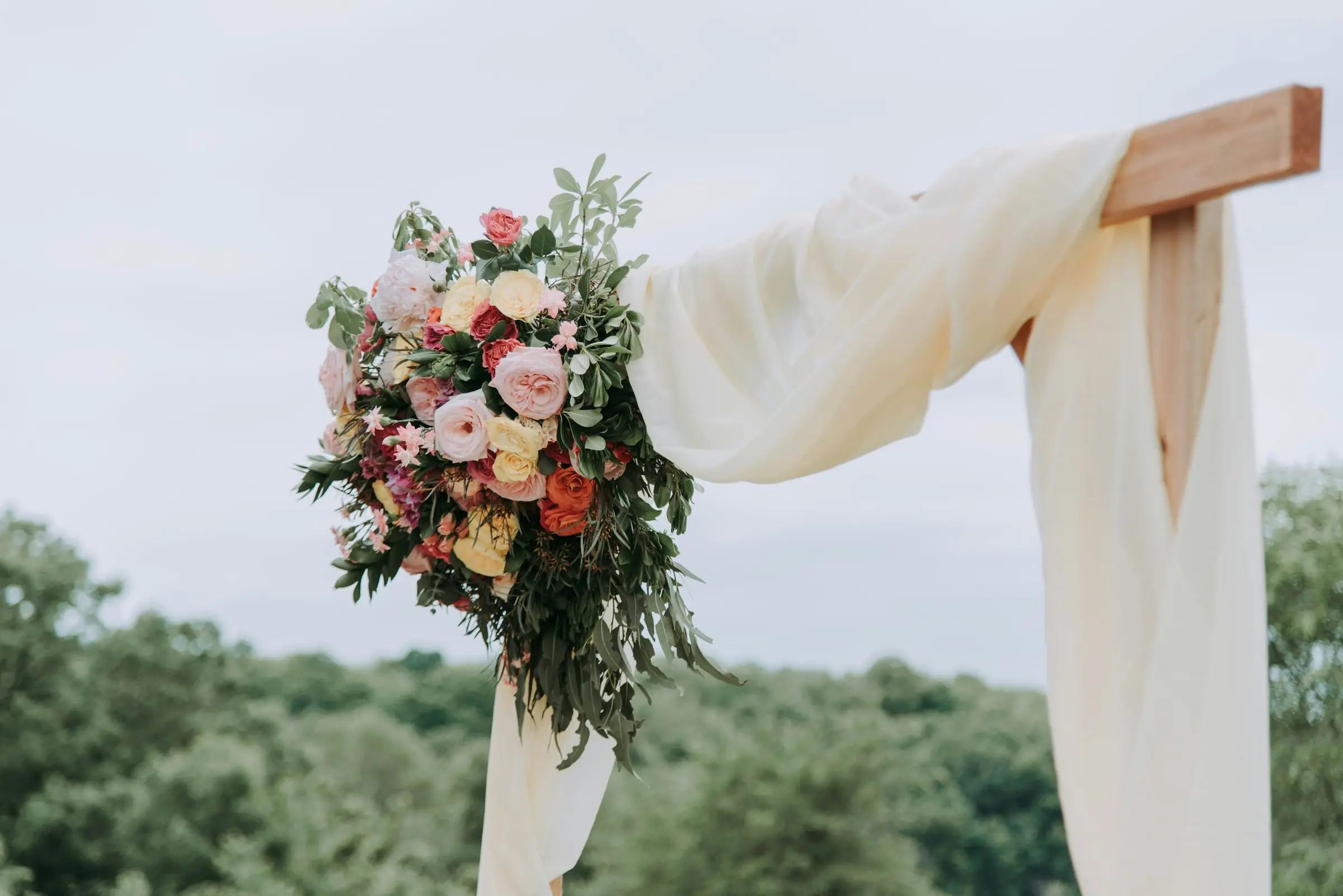 Indian wedding decor venue at golden hour